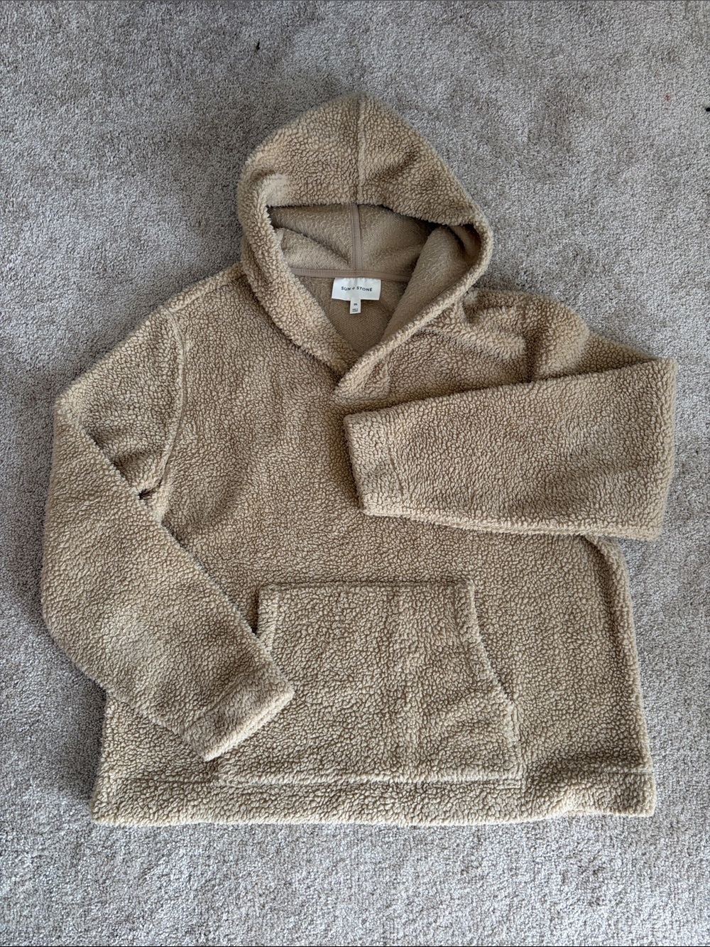 Sun + Stone Tan Sherpa Hoodie Sweater